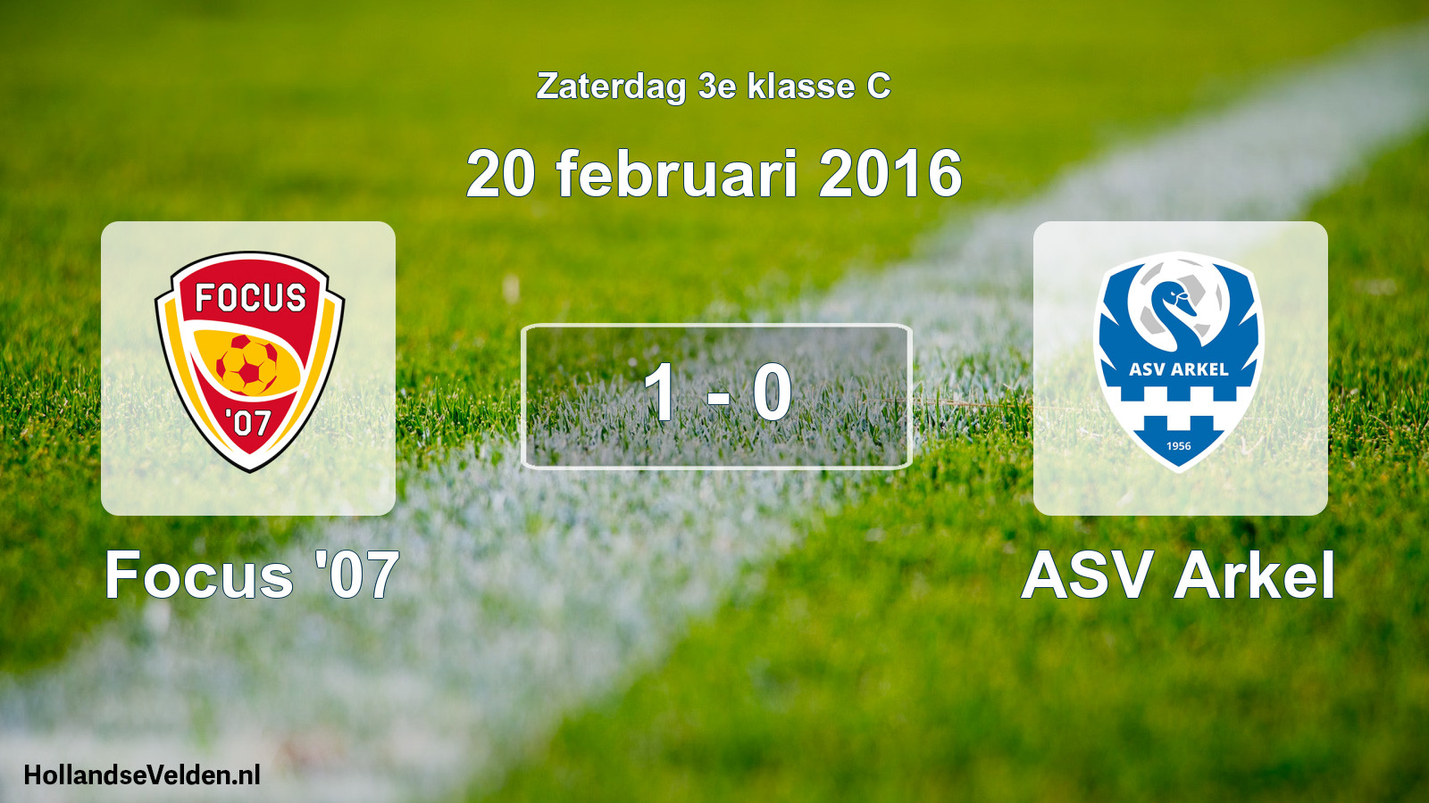 Total number of matches played: Focus '07 - ASV Arkel 1 - 0 (20 February 2016)