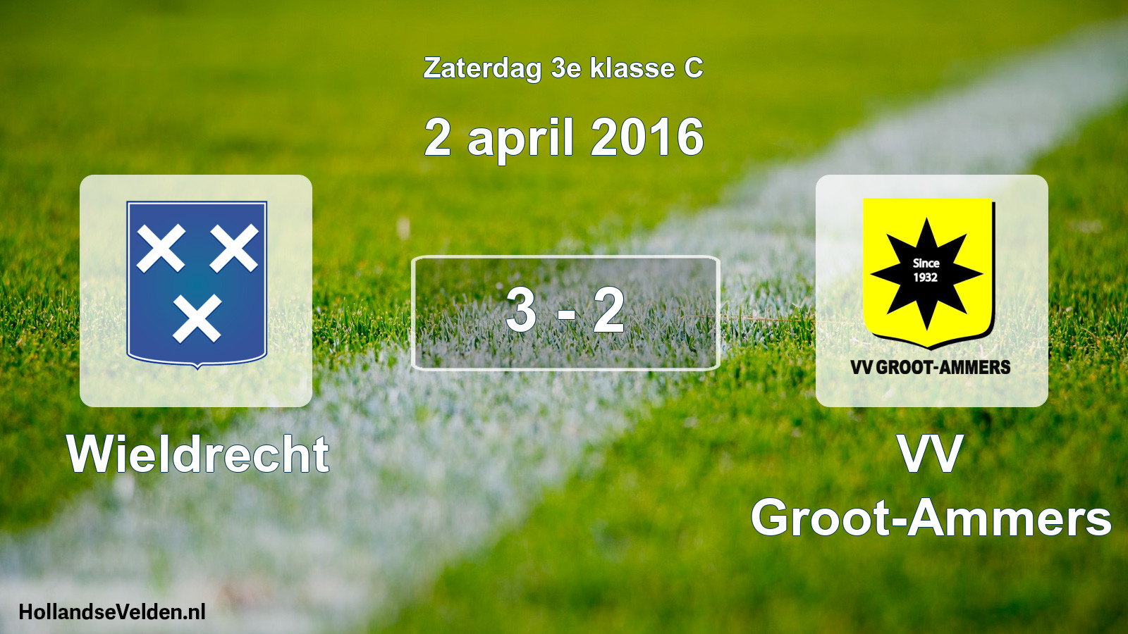Total number of matches played: Wieldrecht - VV Groot-Ammers 3 - 2 (2 April 2016)
