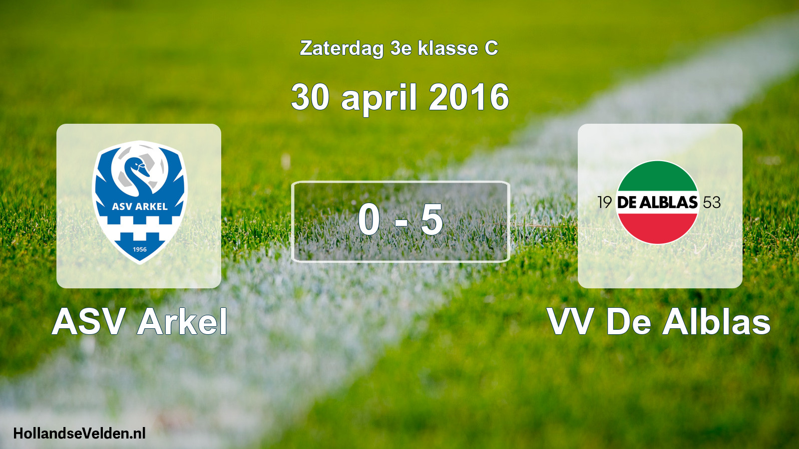 Total number of matches played: ASV Arkel - VV De Alblas 0 - 5 (30 April 2016)