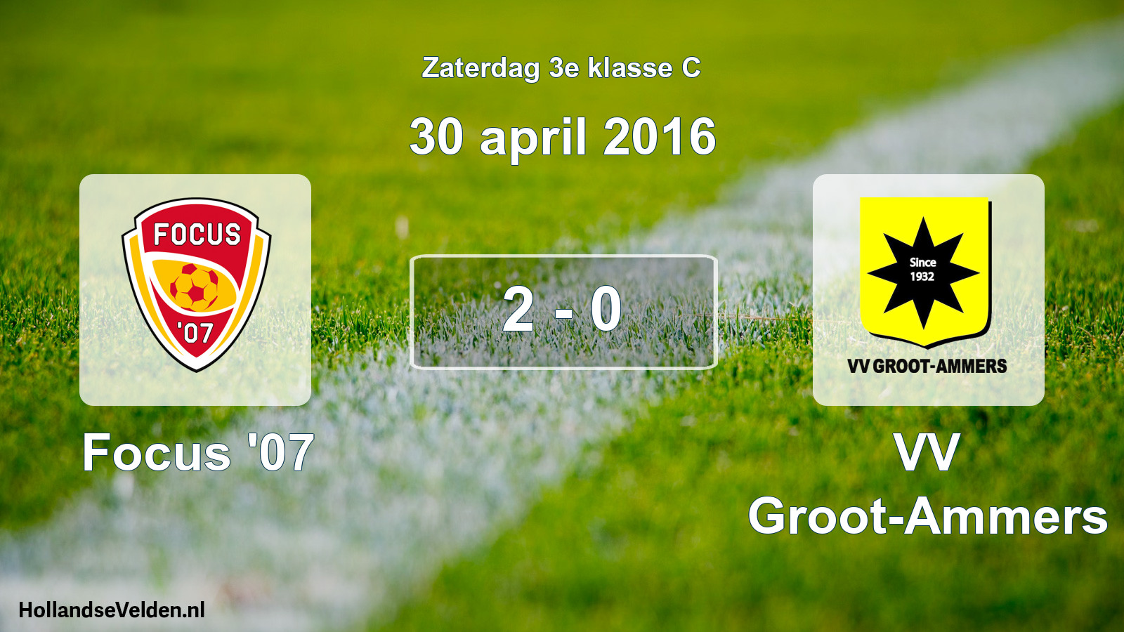Total number of matches played: Focus '07 - VV Groot-Ammers 2 - 0 (30 April 2016)