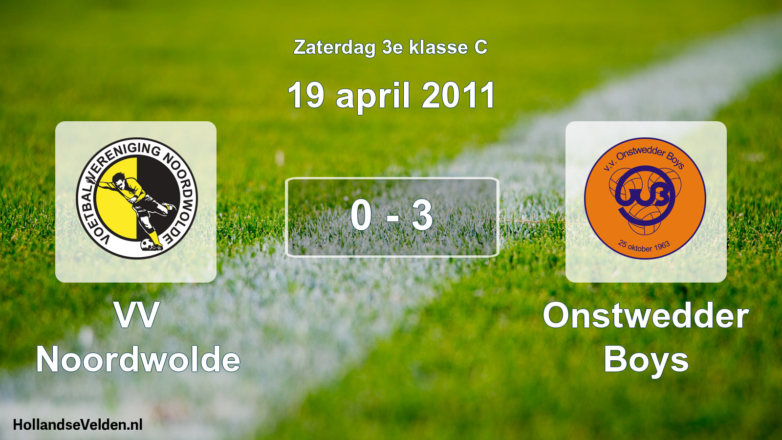 Total number of matches played: VV Noordwolde - Onstwedder Boys 0 - 3 (19 April 2011)