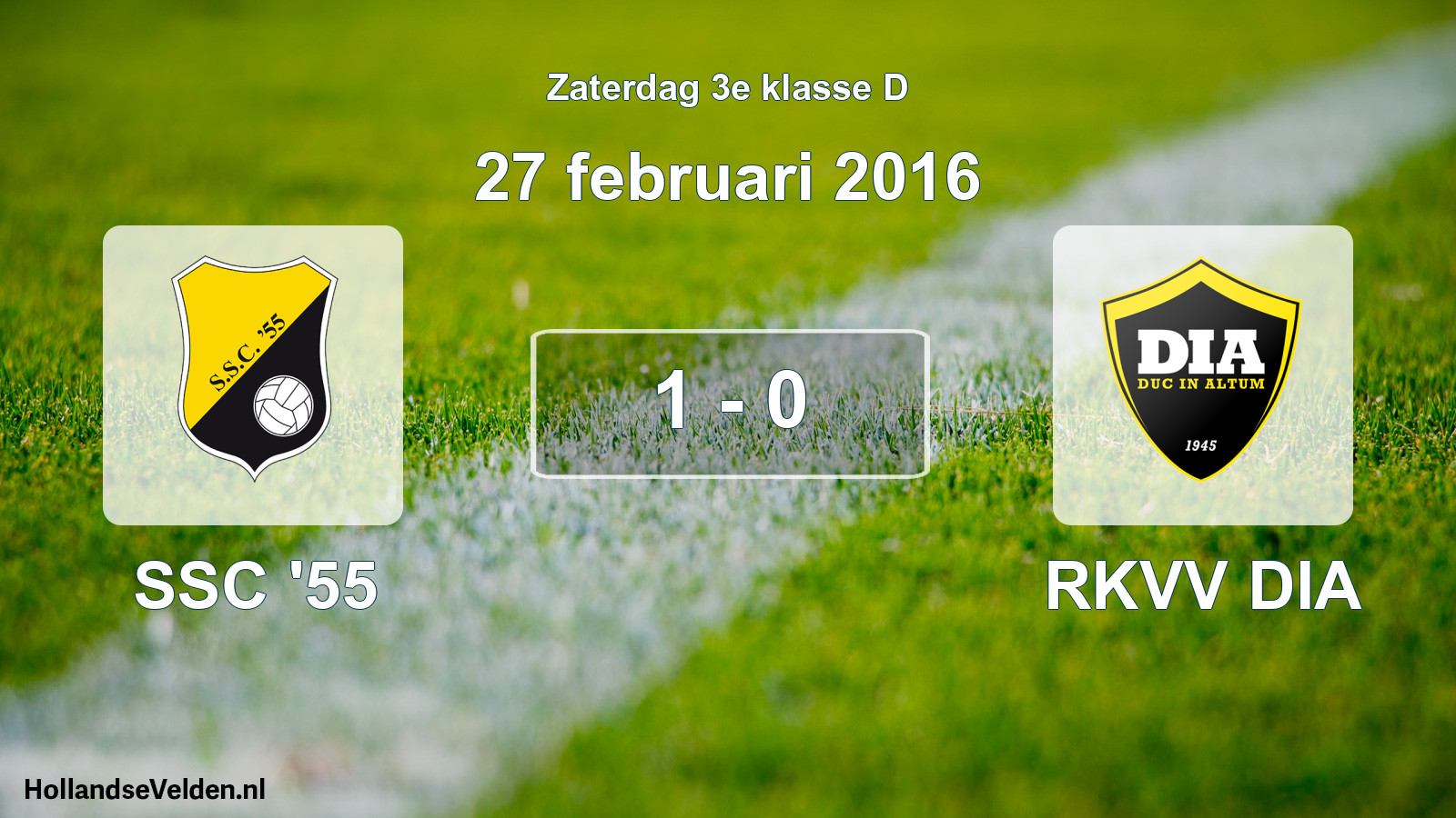Total number of matches played: SSC '55 - RKVV DIA 1 - 0 (27 February 2016)