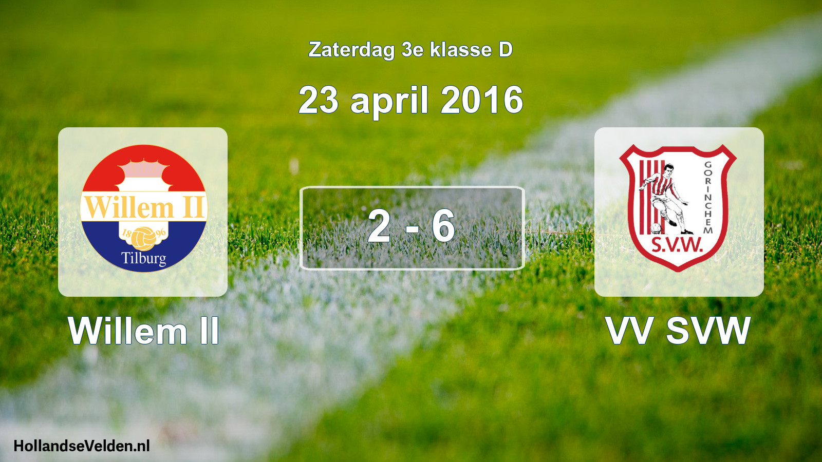 Total number of matches played: Willem II - VV SVW 2 - 6 (23 April 2016)