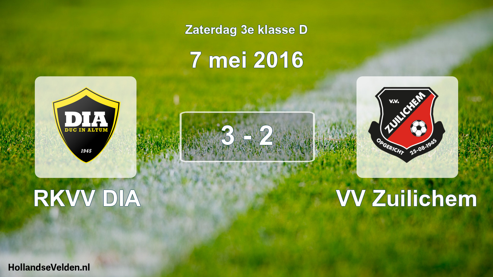 Total number of matches played: RKVV DIA - VV Zuilichem 3 - 2 (7 May 2016)