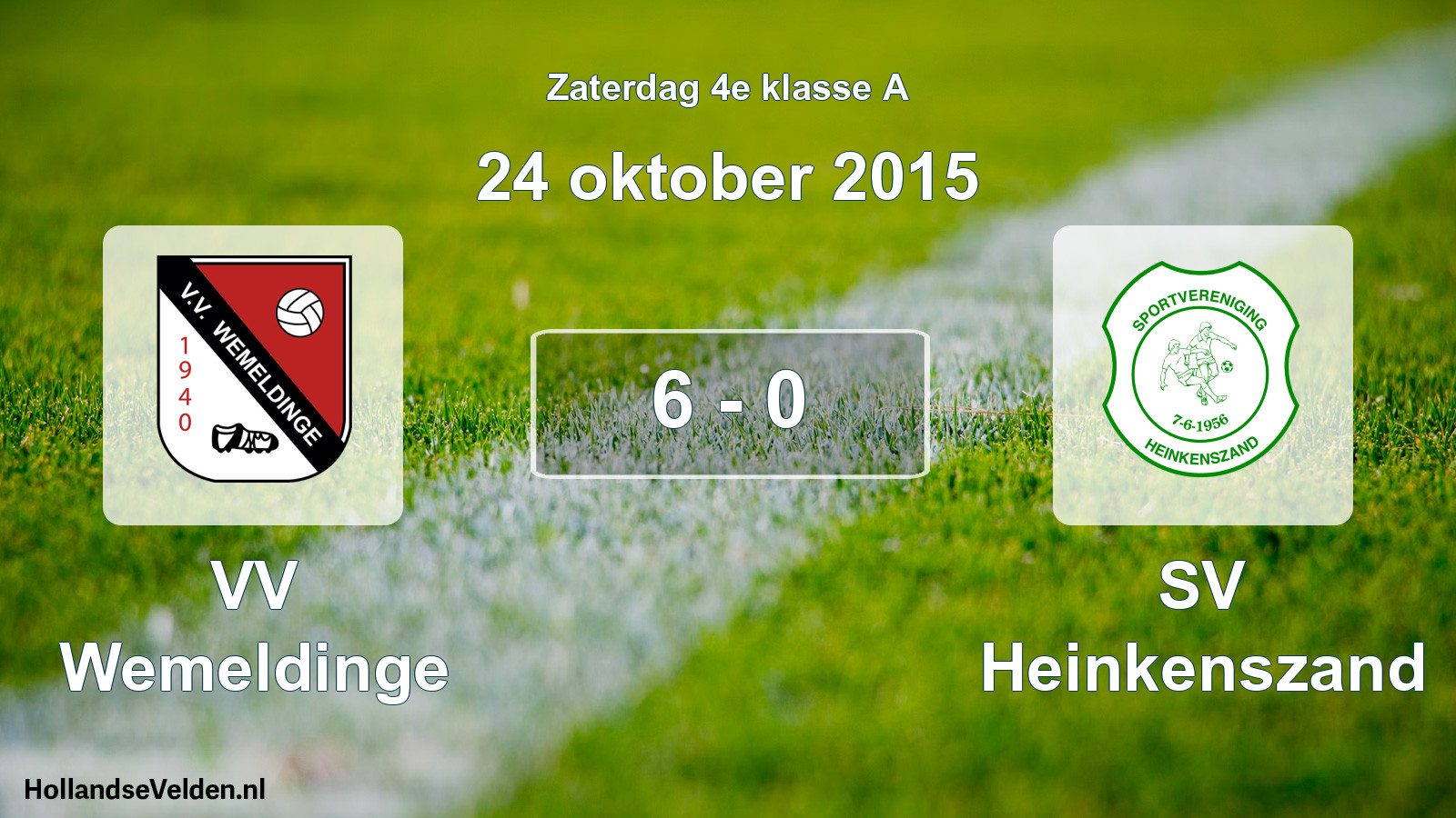 Total number of matches played: VV Wemeldinge - SV Heinkenszand 6 - 0 (24 October 2015)