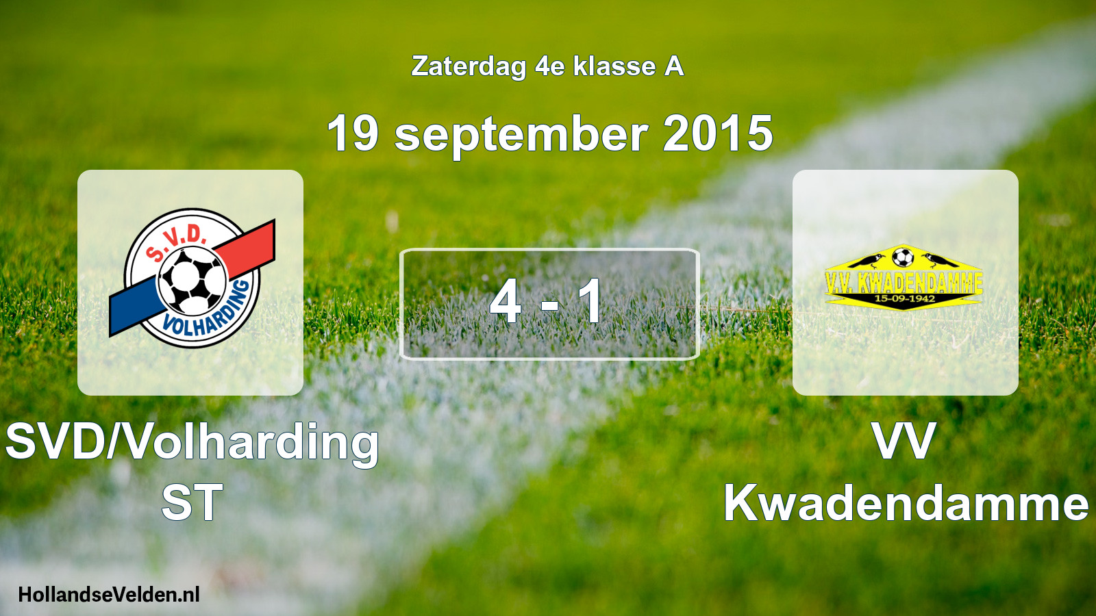 Total number of matches played: SVD/Volharding ST - VV Kwadendamme 4 - 1 (19 September 2015)