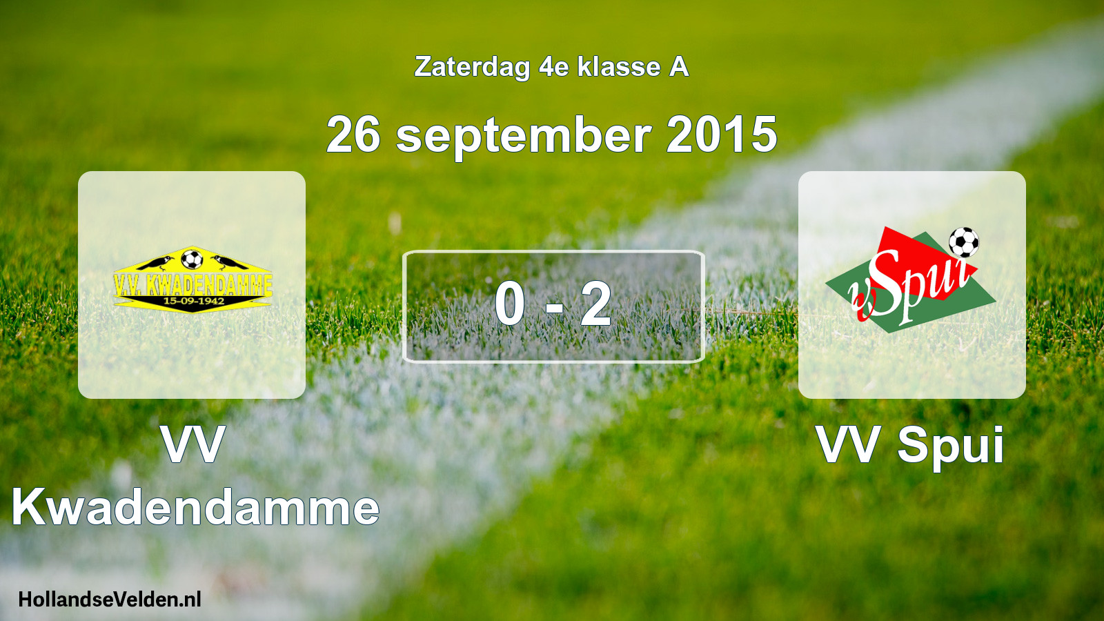 Total number of matches played: VV Kwadendamme - VV Spui 0 - 2 (26 September 2015)