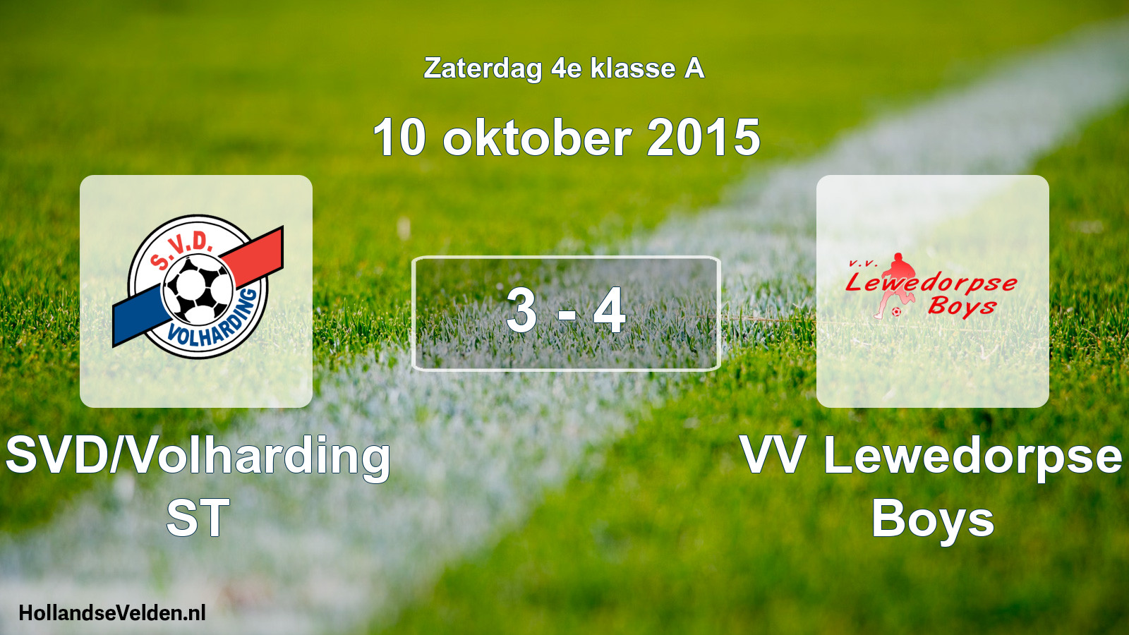 Total number of matches played: SVD/Volharding ST - VV Lewedorpse Boys 3 - 4 (10 October 2015)