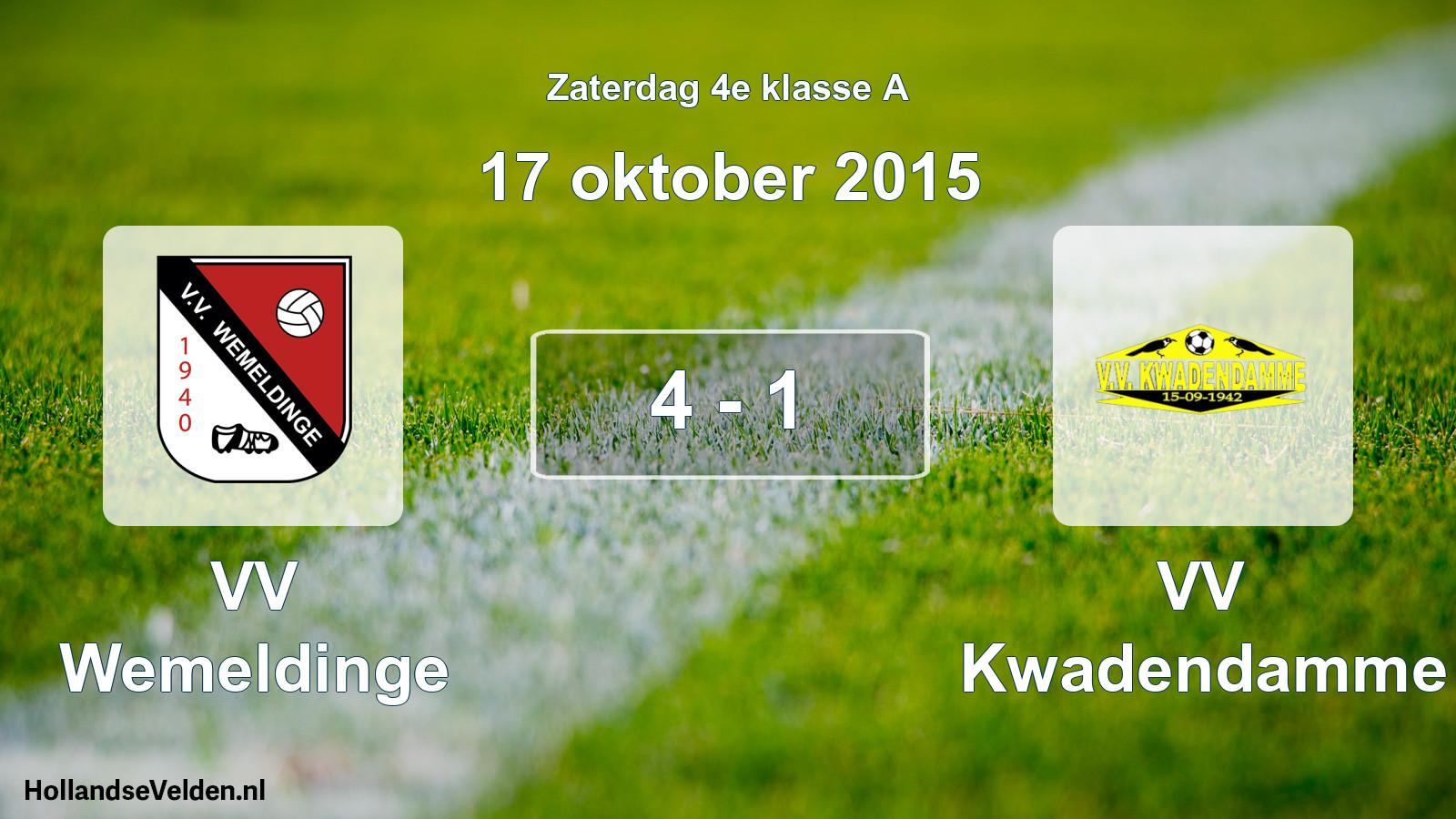 Total number of matches played: VV Wemeldinge - VV Kwadendamme 4 - 1 (17 October 2015)