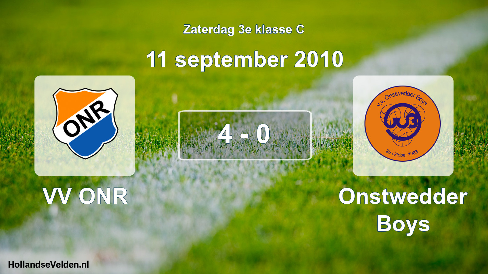 Total number of matches played: VV ONR - Onstwedder Boys 4 - 0 (11 September 2010)