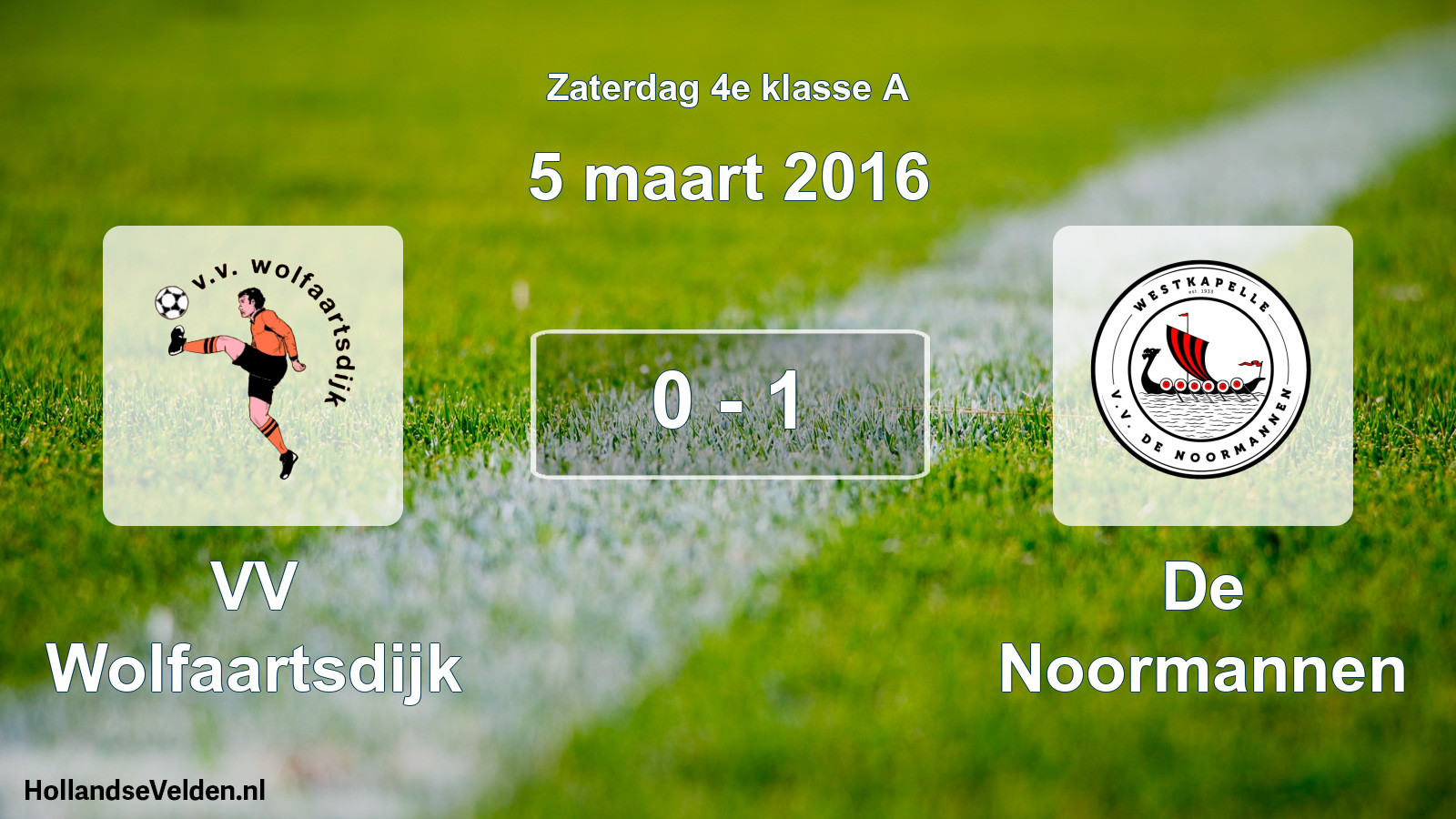 Total number of matches played: VV Wolfaartsdijk - De Noormannen 0 - 1 (5 March 2016)