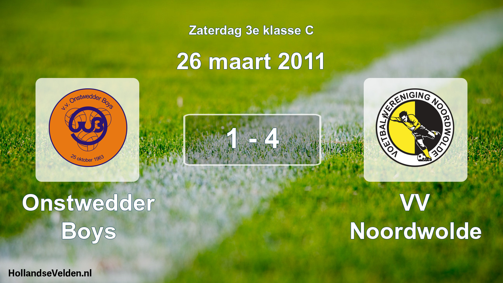 Total number of matches played: Onstwedder Boys - VV Noordwolde 1 - 4 (26 March 2011)