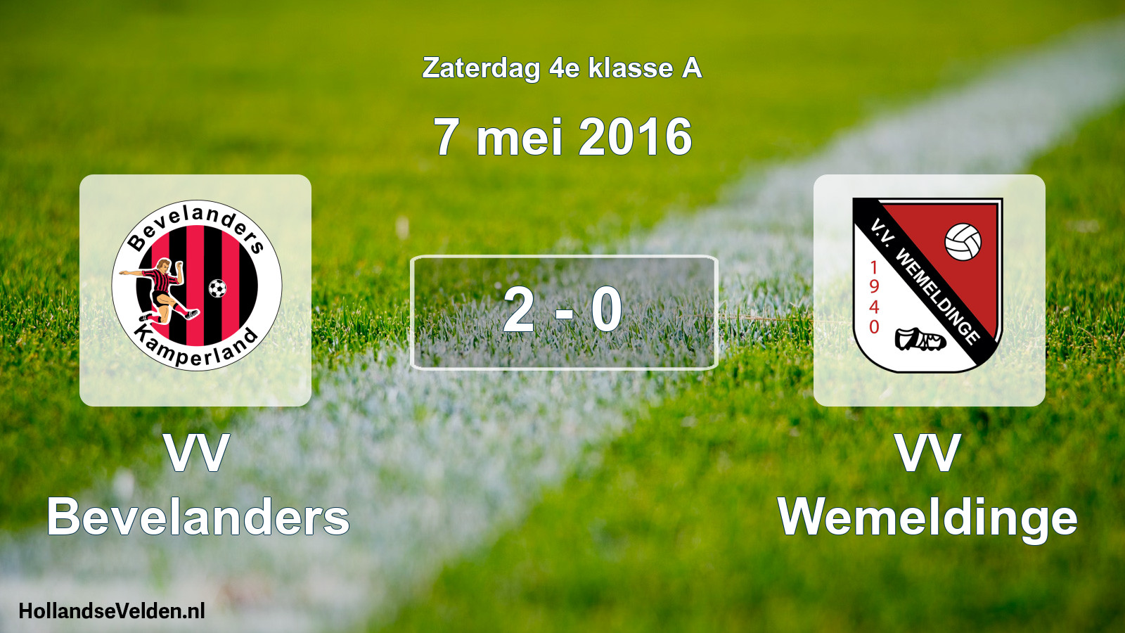 Total number of matches played: VV Bevelanders - VV Wemeldinge 2 - 0 (7 May 2016)