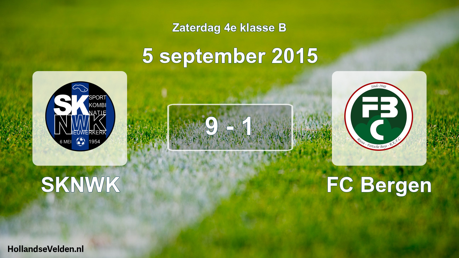 Total number of matches played: SKNWK - FC Bergen 9 - 1 (5 September 2015)