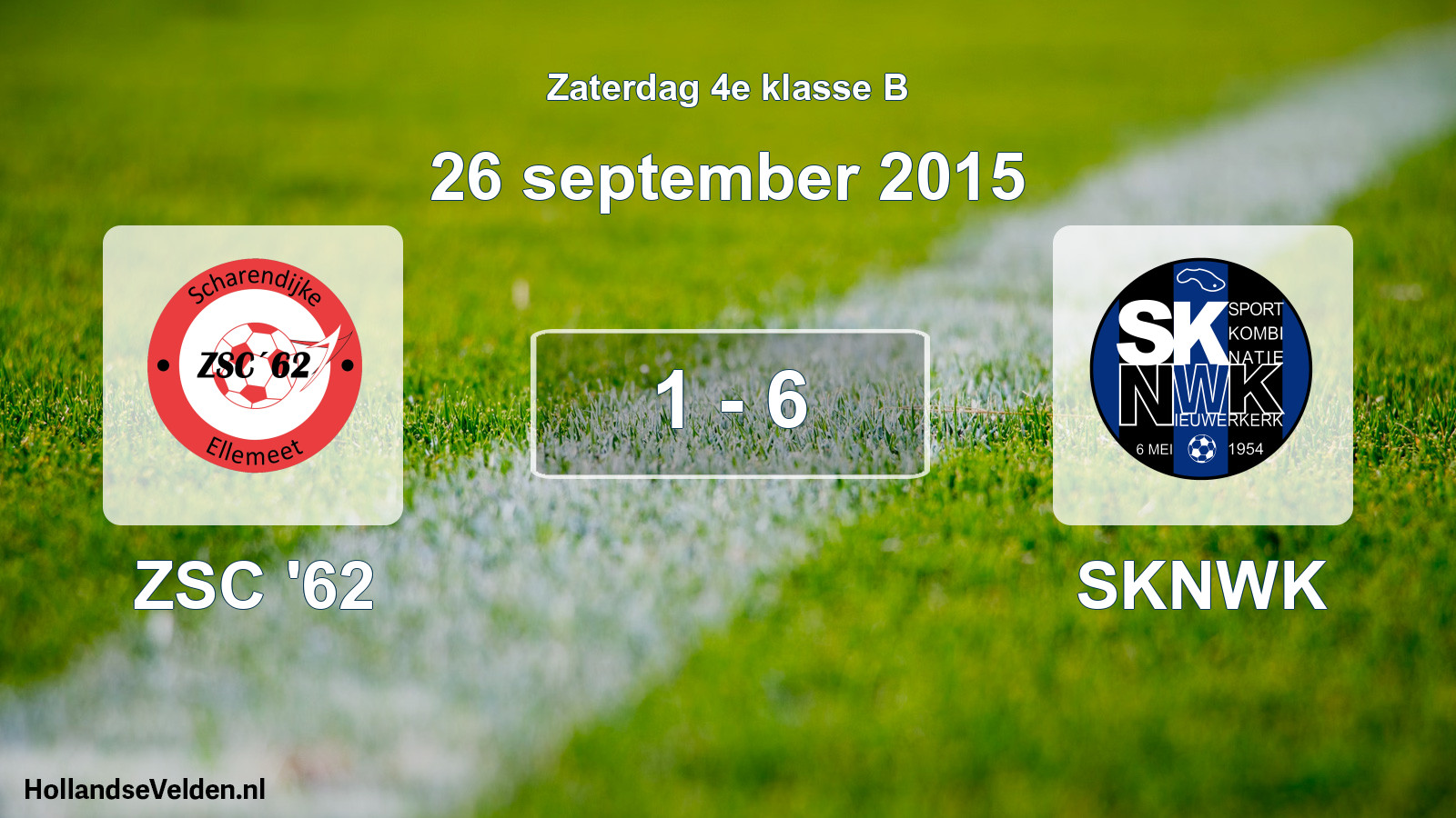 Total number of matches played: ZSC '62 - SKNWK 1 - 6 (26 September 2015)
