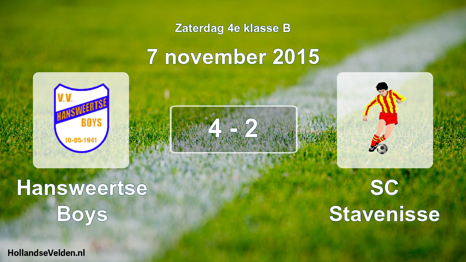 Total number of matches played: Hansweertse Boys - SC Stavenisse 4 - 2 (7 November 2015)