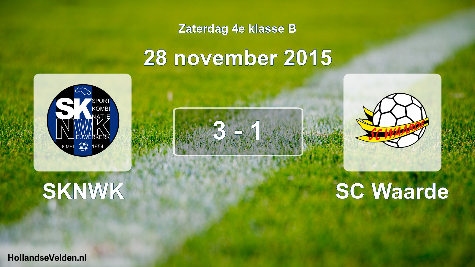 Total number of matches played: SKNWK - SC Waarde 3 - 1 (28 November 2015)