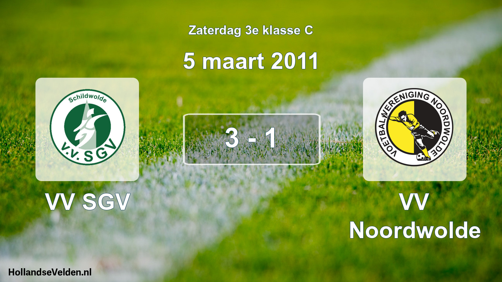 Total number of matches played: VV SGV - VV Noordwolde 3 - 1 (5 March 2011)