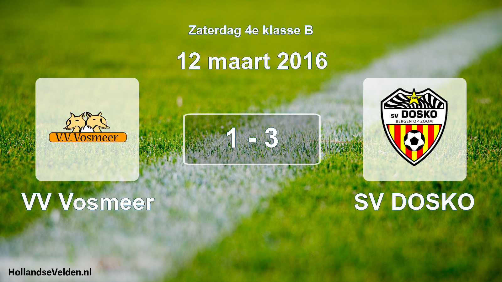 Total number of matches played: VV Vosmeer - SV DOSKO 1 - 3 (12 March 2016)
