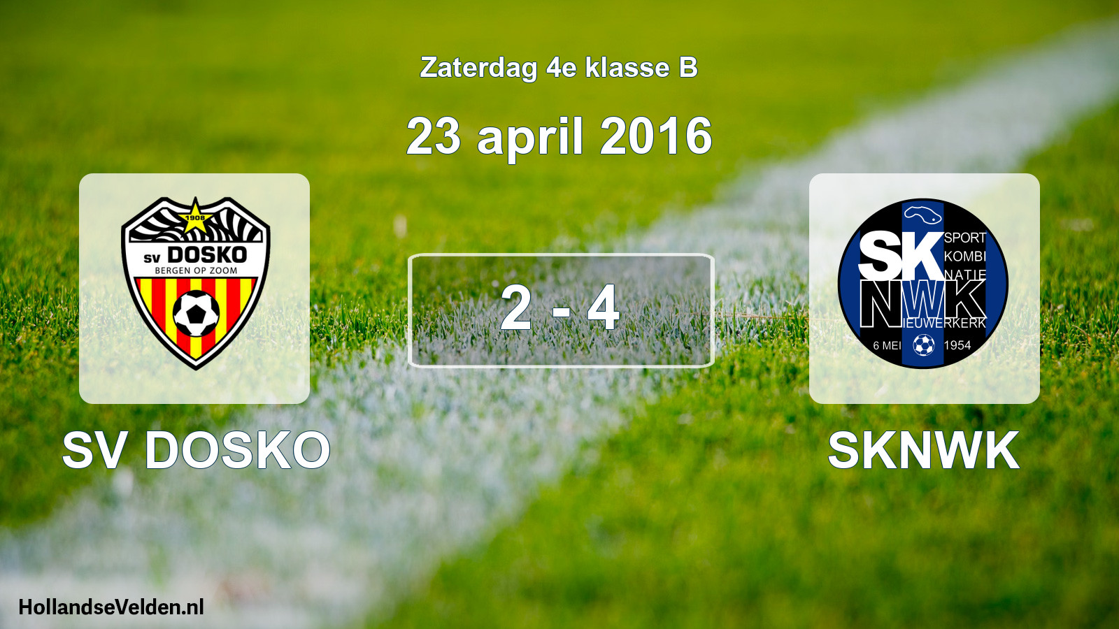 Total number of matches played: SV DOSKO - SKNWK 2 - 4 (23 April 2016)