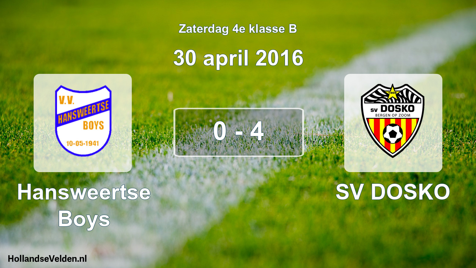 Total number of matches played: Hansweertse Boys - SV DOSKO 0 - 4 (30 April 2016)