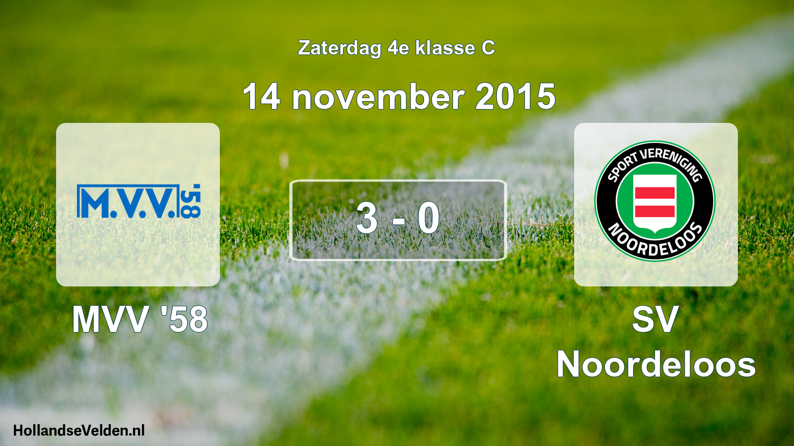 Total number of matches played: MVV '58 - SV Noordeloos 3 - 0 (14 November 2015)