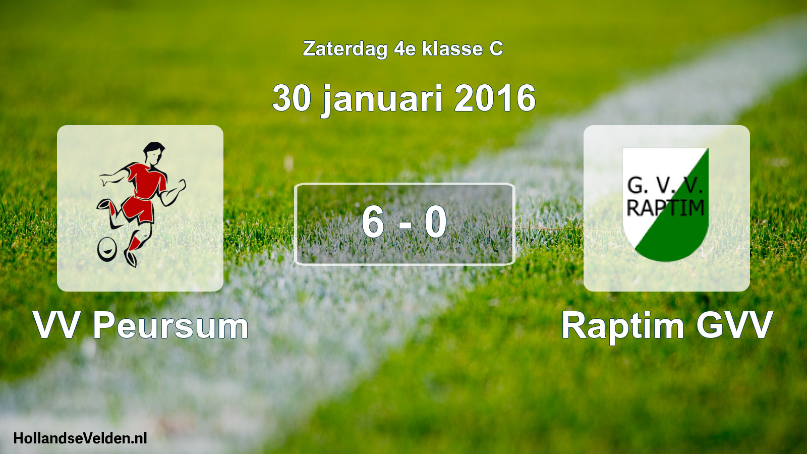 Total number of matches played: VV Peursum - Raptim GVV 6 - 0 (30 January 2016)
