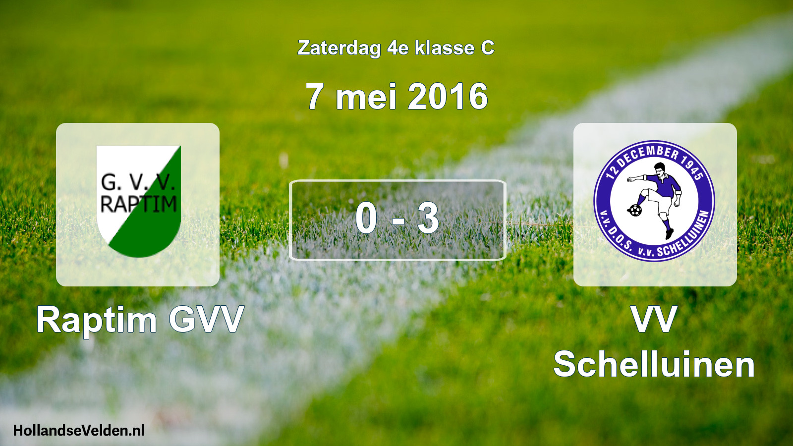 Total number of matches played: Raptim GVV - VV Schelluinen 0 - 3 (7 May 2016)