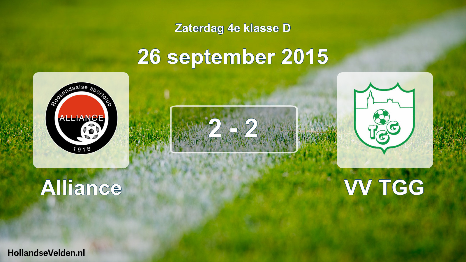 Total number of matches played: Alliance - VV TGG 2 - 2 (26 September 2015)