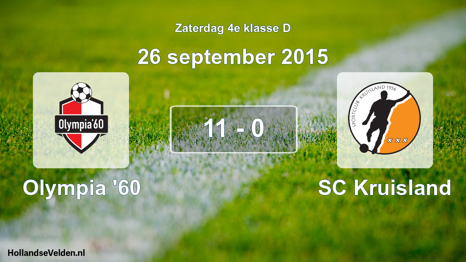 Total number of matches played: Olympia '60 - SC Kruisland 11 - 0 (26 September 2015)