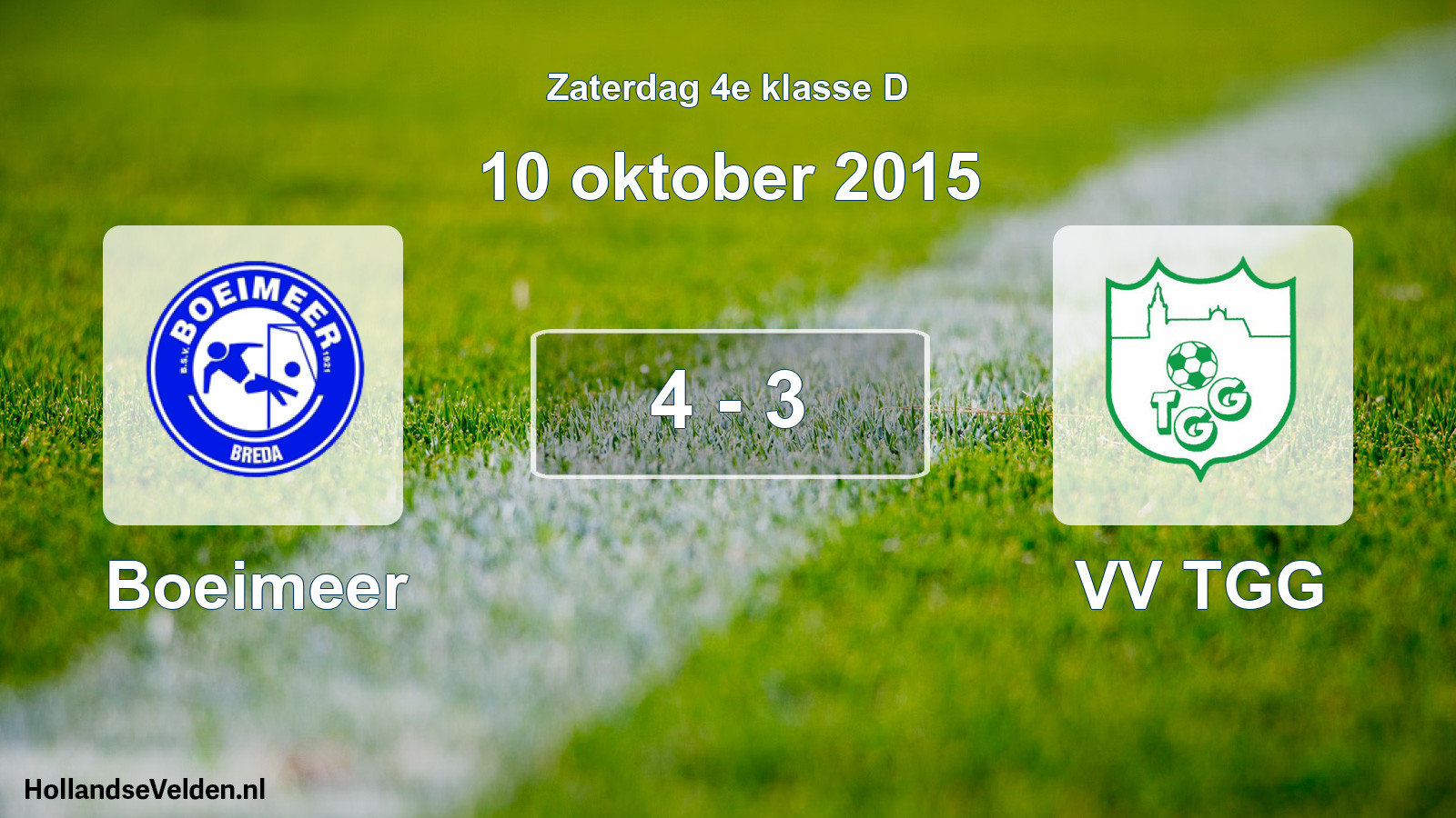 Total number of matches played: Boeimeer - VV TGG 4 - 3 (10 October 2015)