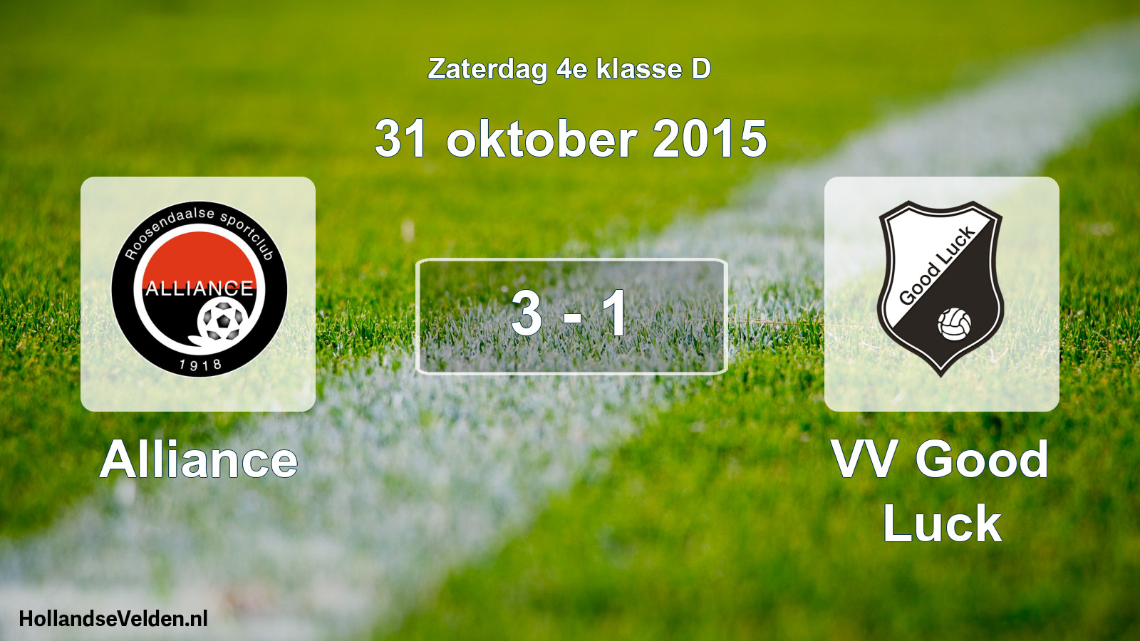 Total number of matches played: Alliance - VV Good Luck 3 - 1 (31 October 2015)