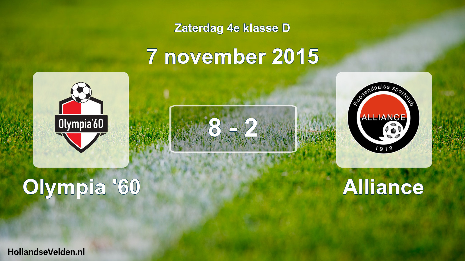 Total number of matches played: Olympia '60 - Alliance 8 - 2 (7 November 2015)