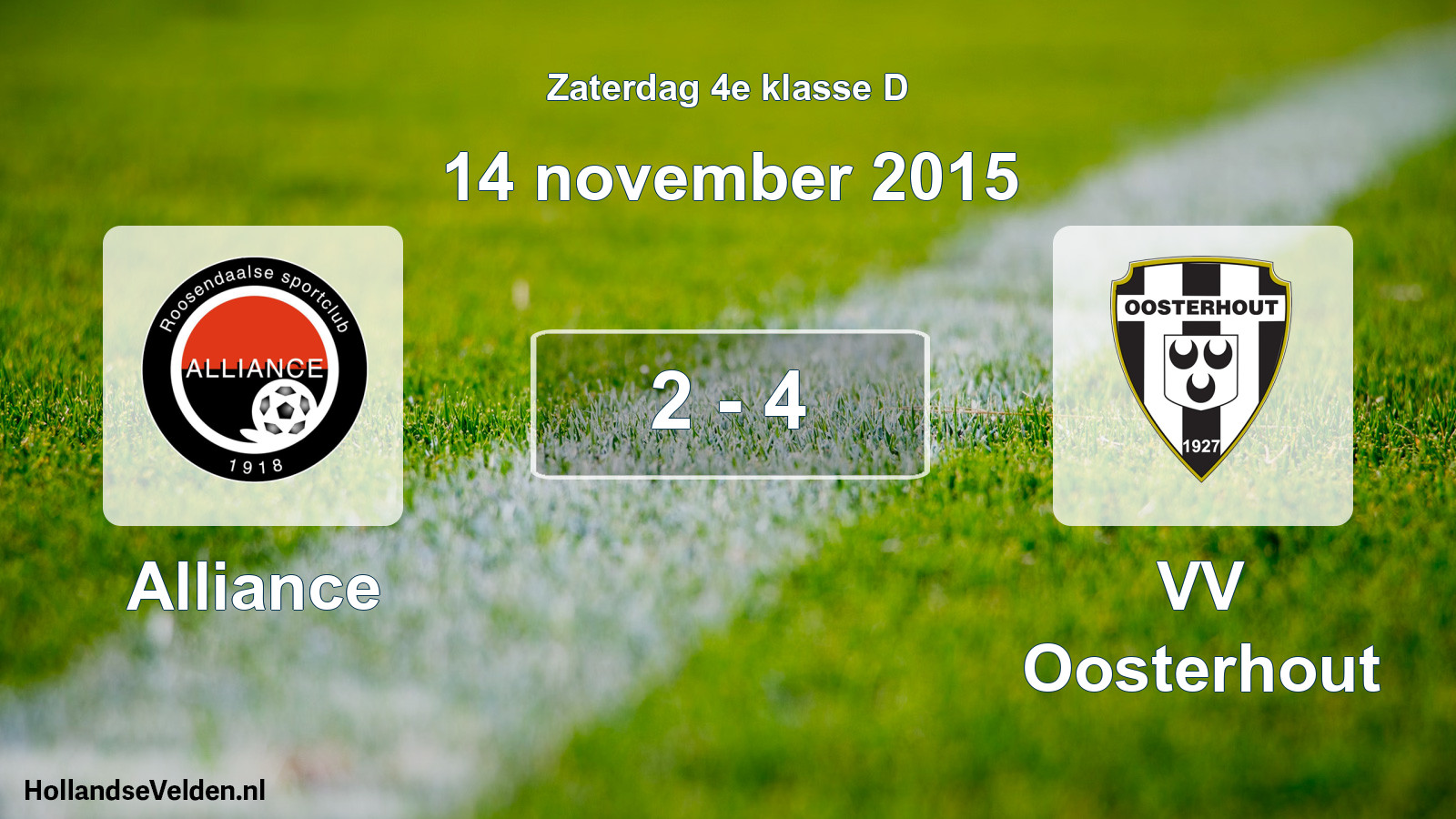 Total number of matches played: Alliance - VV Oosterhout 2 - 4 (14 November 2015)