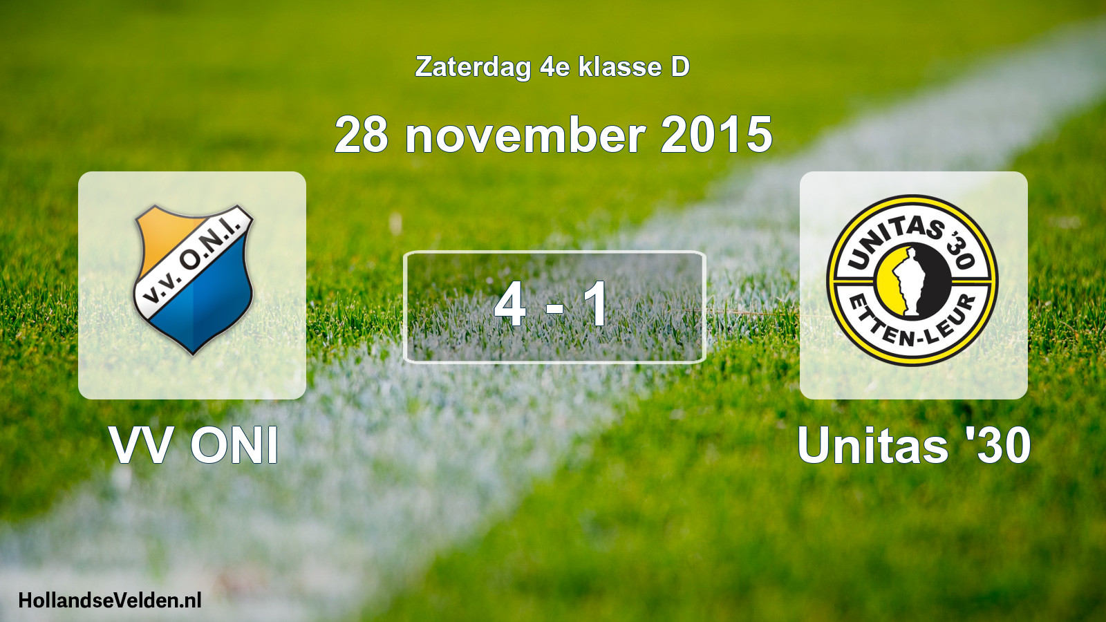 Total number of matches played: VV ONI - Unitas '30 4 - 1 (28 November 2015)