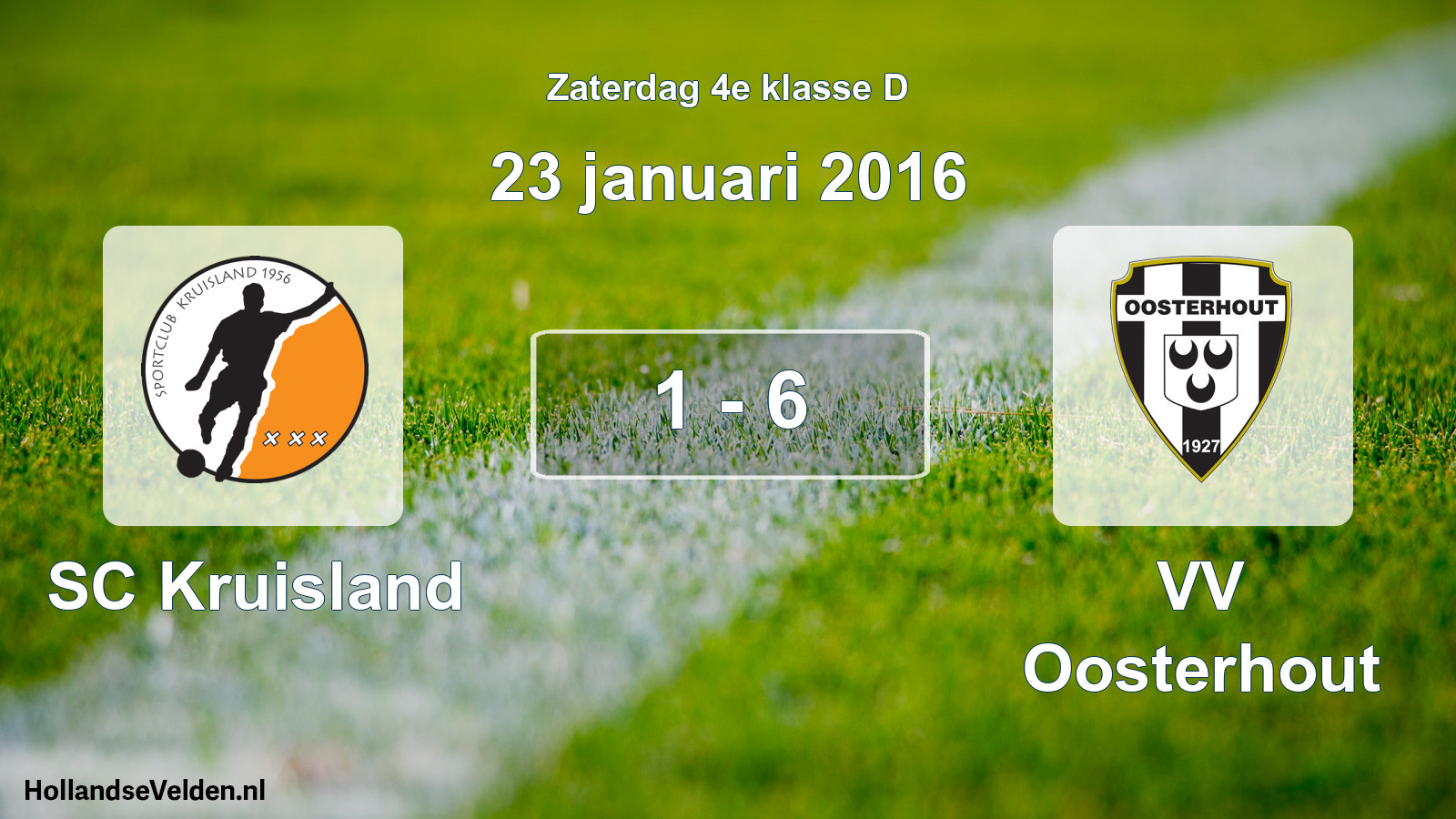 Total number of matches played: SC Kruisland - VV Oosterhout 1 - 6 (23 January 2016)