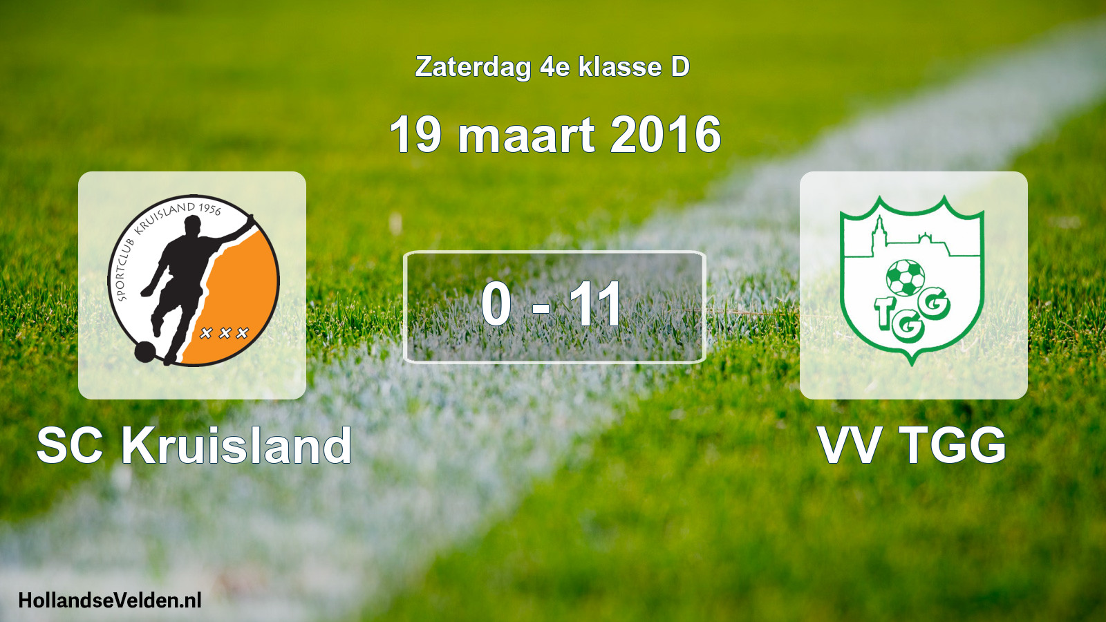 Total number of matches played: SC Kruisland - VV TGG 0 - 11 (19 March 2016)