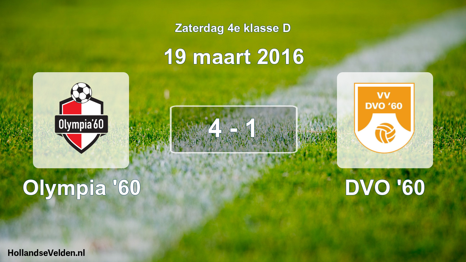 Total number of matches played: Olympia '60 - DVO '60 4 - 1 (19 March 2016)