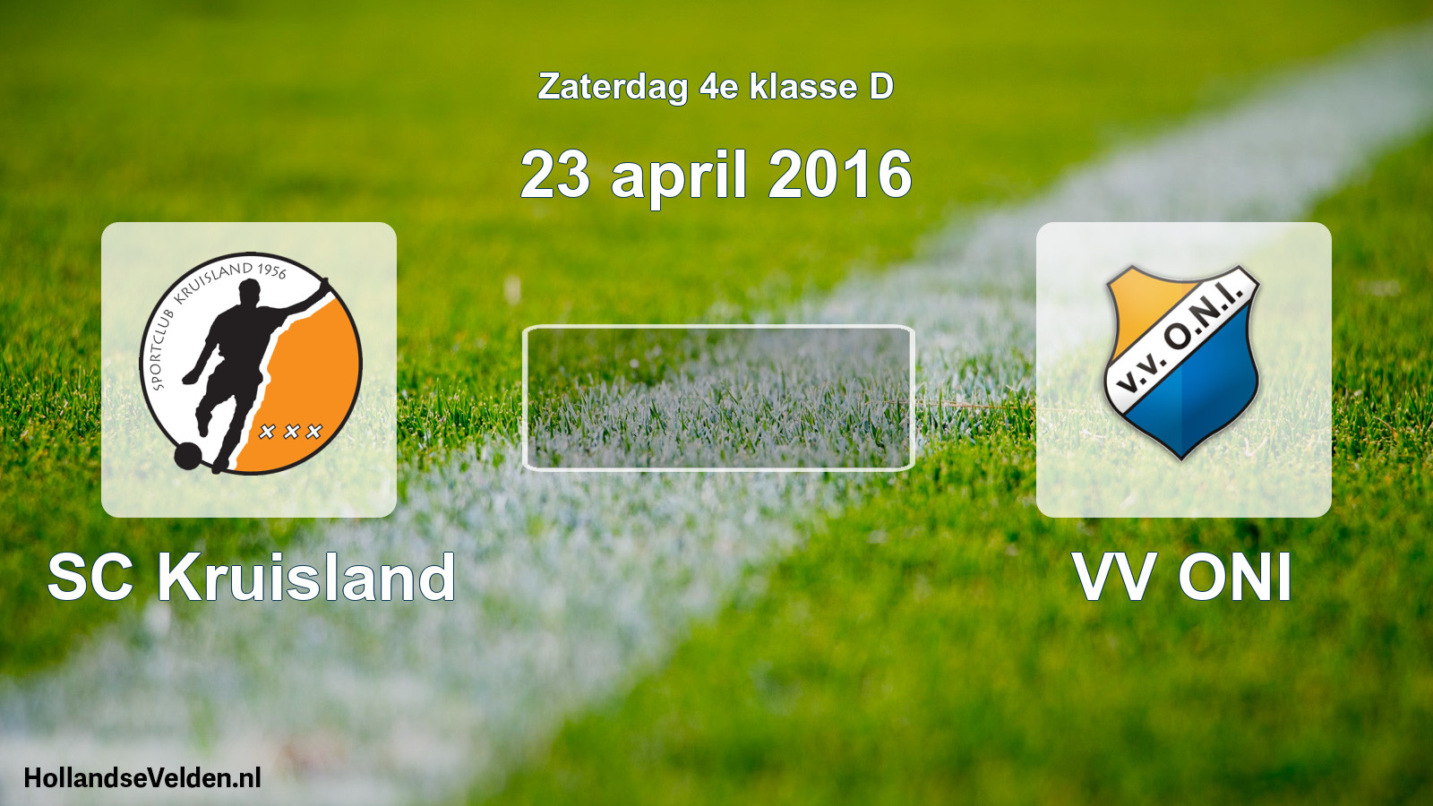 Scheduled Match: SC Kruisland - VV ONI (23 April 2016)