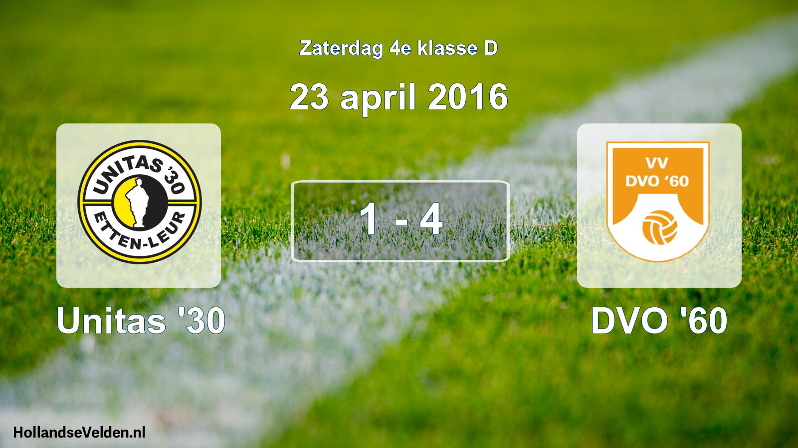 Total number of matches played: Unitas '30 - DVO '60 1 - 4 (23 April 2016)