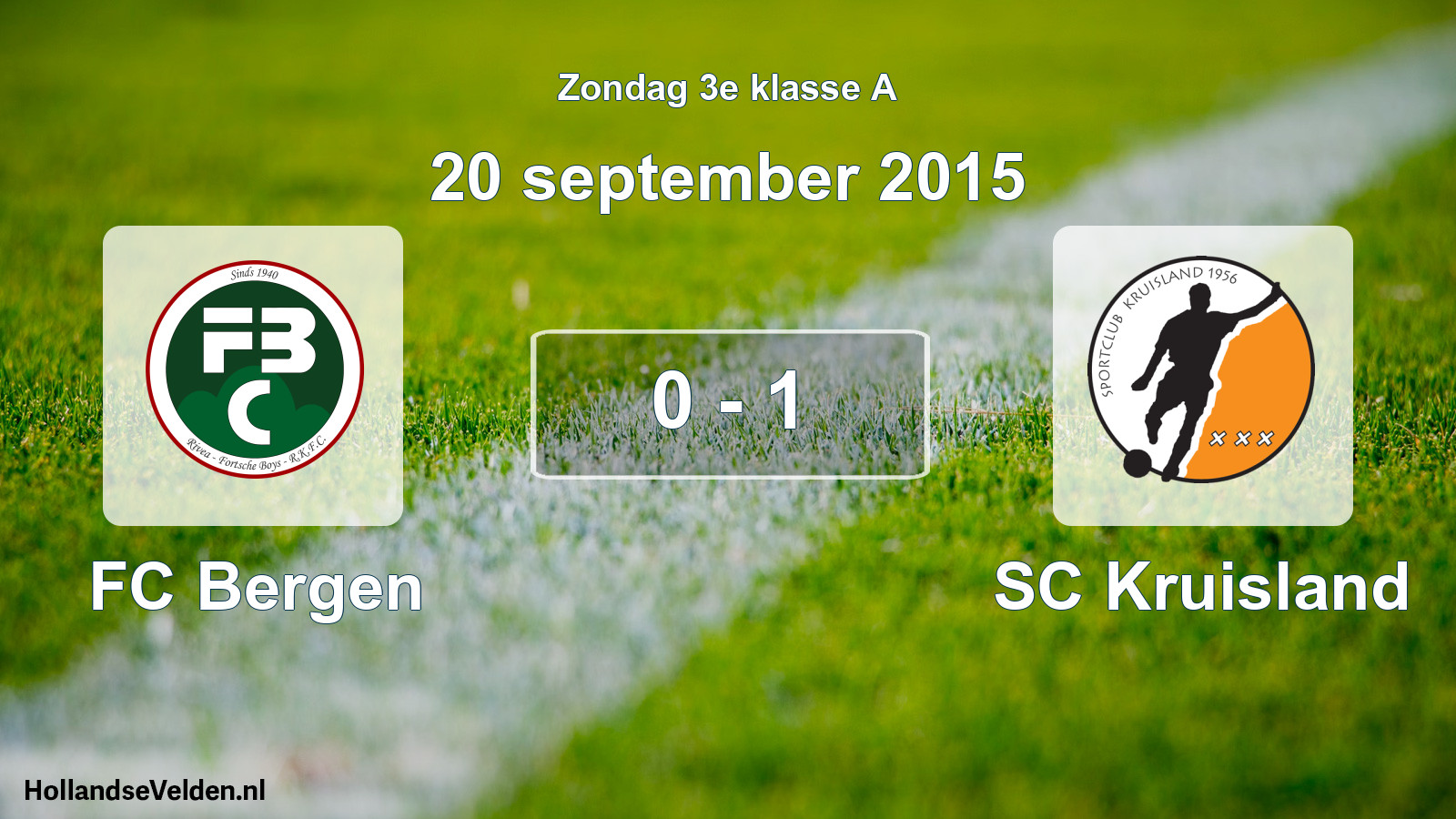 Total number of matches played: FC Bergen - SC Kruisland 0 - 1 (20 September 2015)