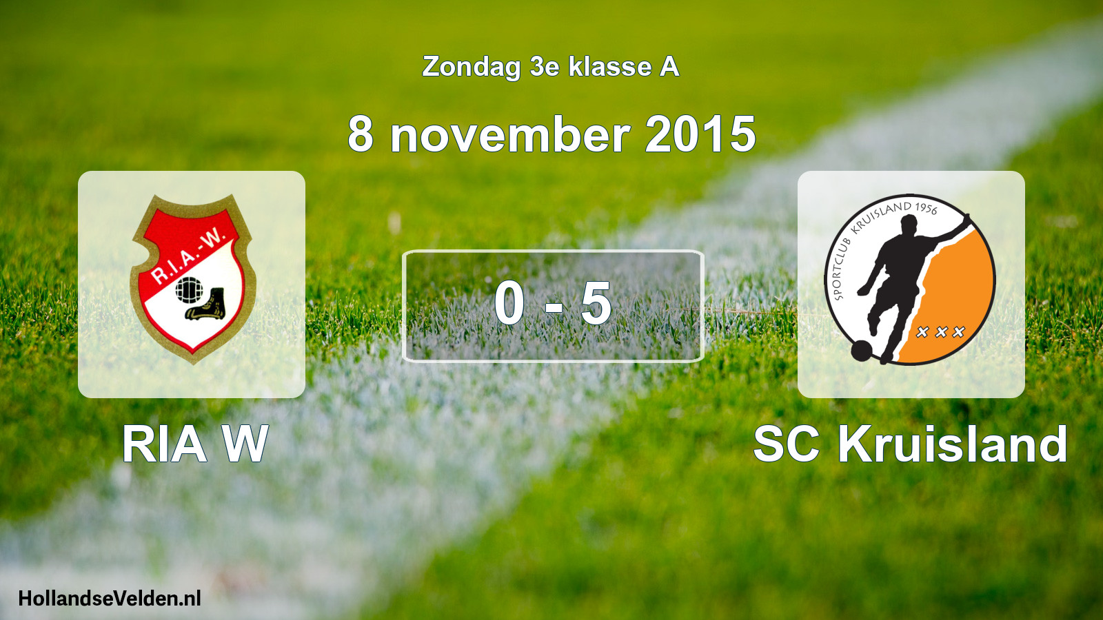 Total number of matches played: RIA W - SC Kruisland 0 - 5 (8 November 2015)