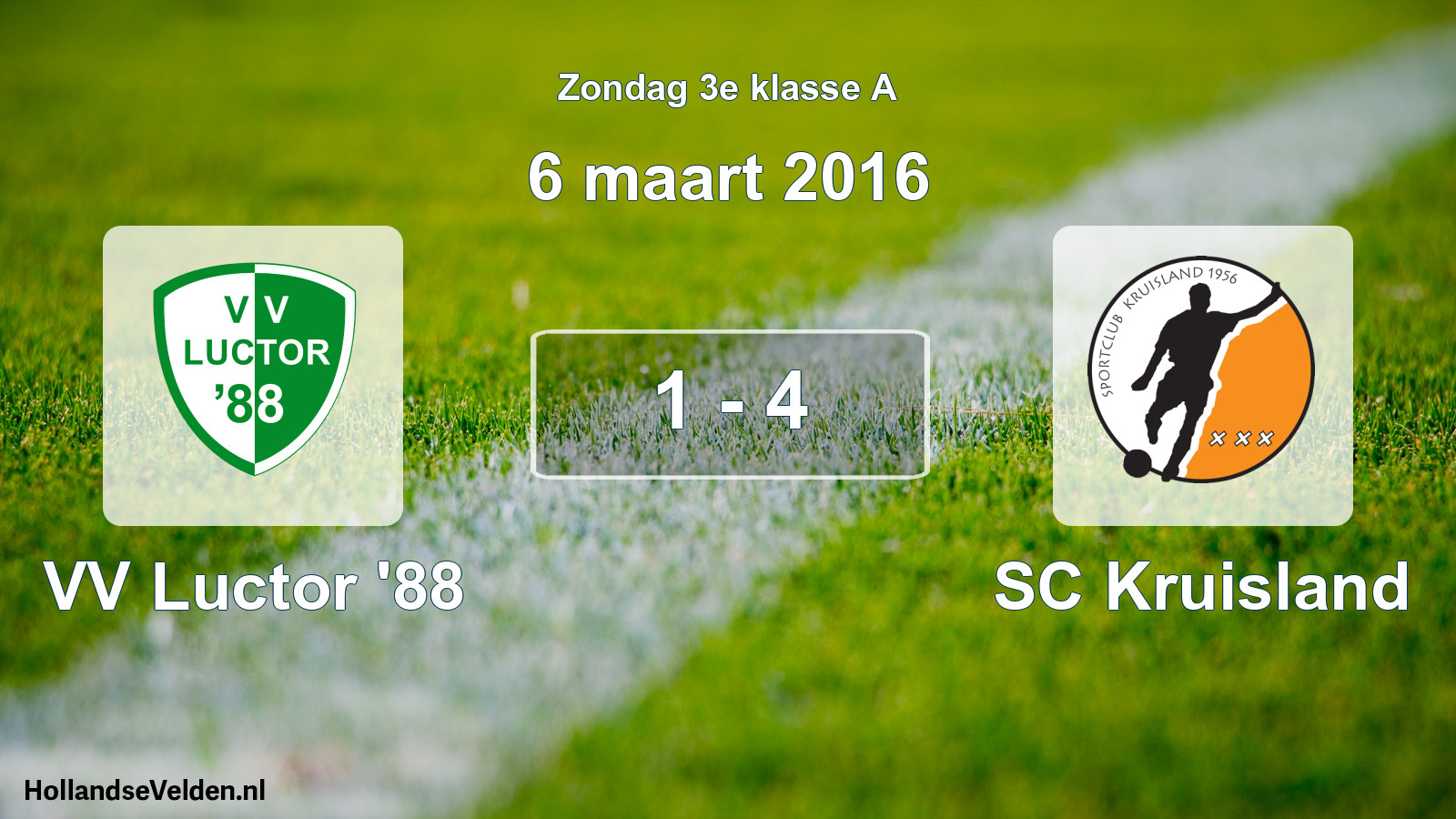 Total number of matches played: VV Luctor '88 - SC Kruisland 1 - 4 (6 March 2016)
