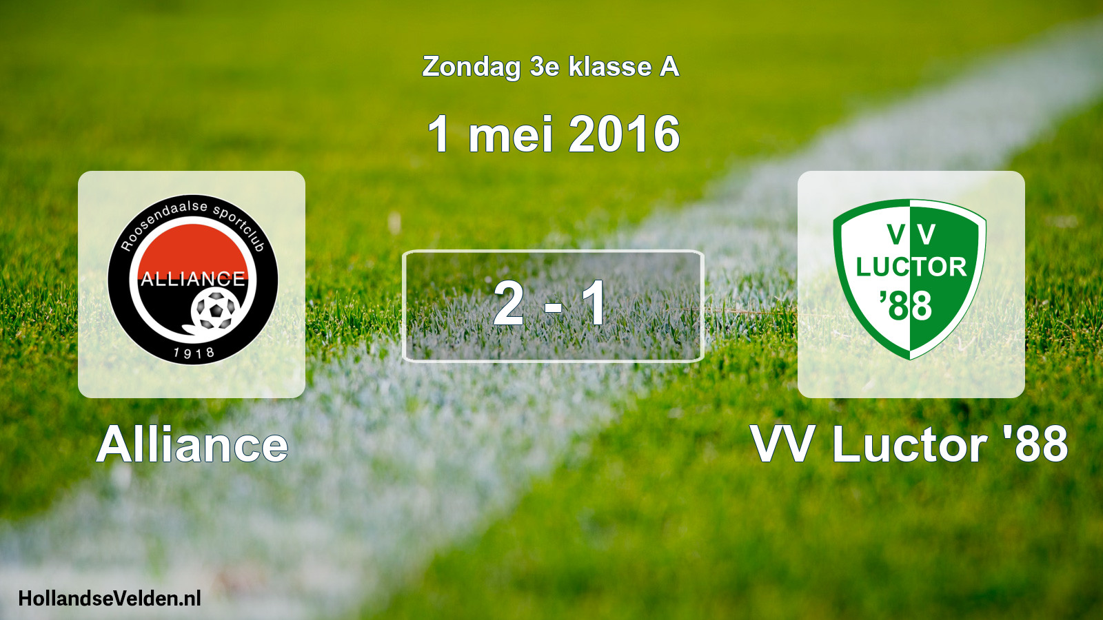 Total number of matches played: Alliance - VV Luctor '88 2 - 1 (1 May 2016)