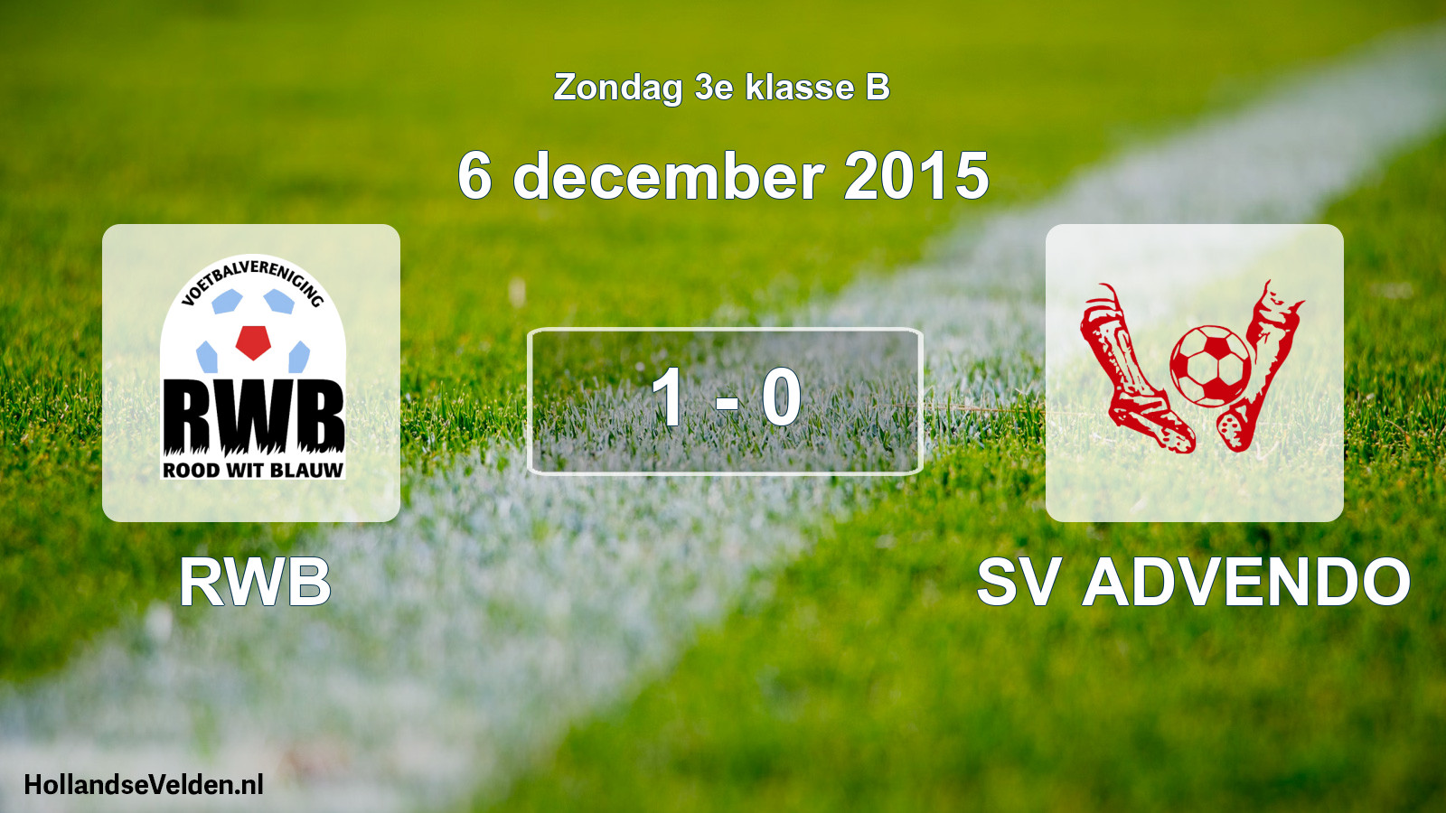 Total number of matches played: RWB - SV ADVENDO 1 - 0 (6 December 2015)