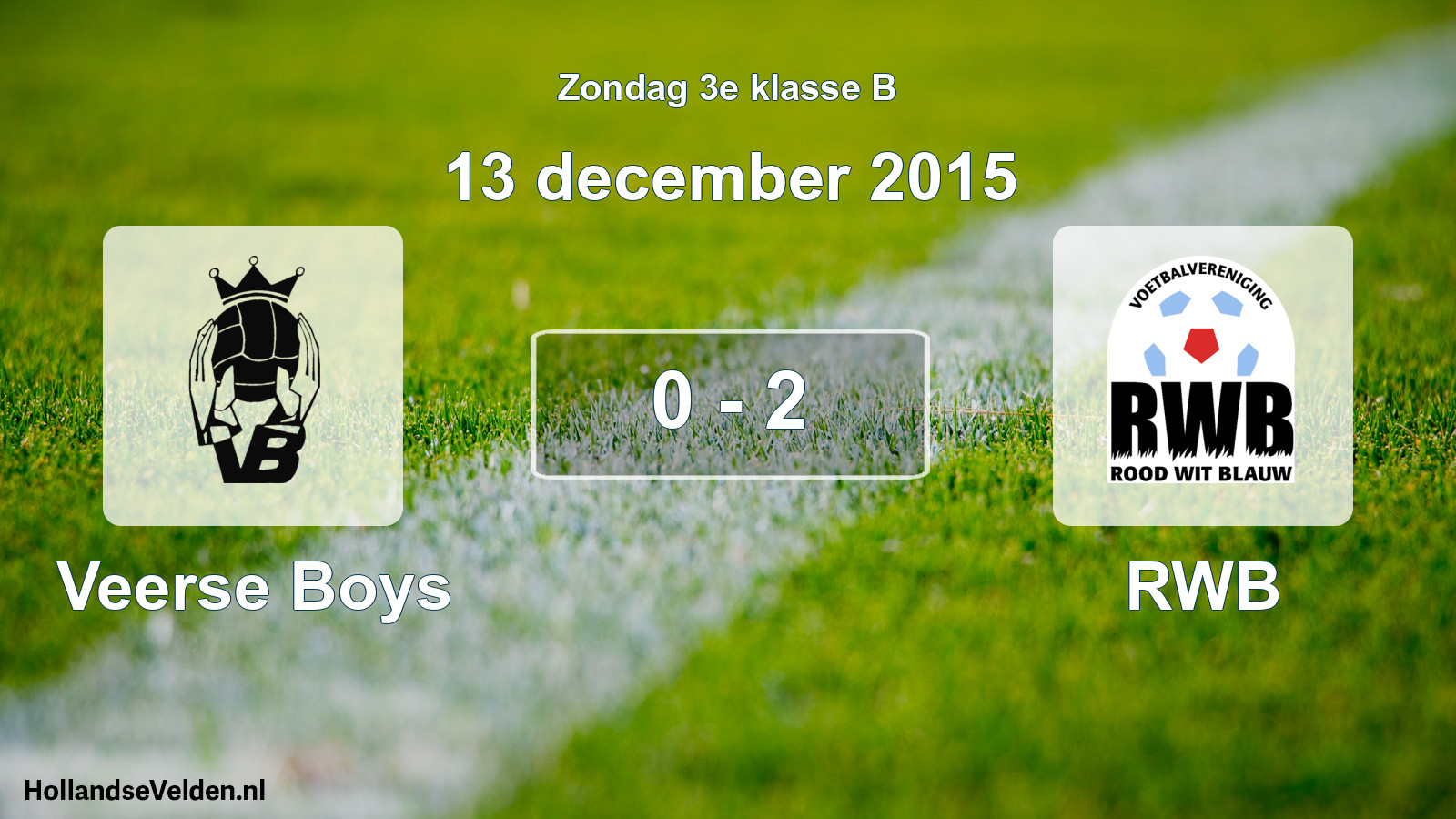 Total number of matches played: Veerse Boys - RWB 0 - 2 (13 December 2015)