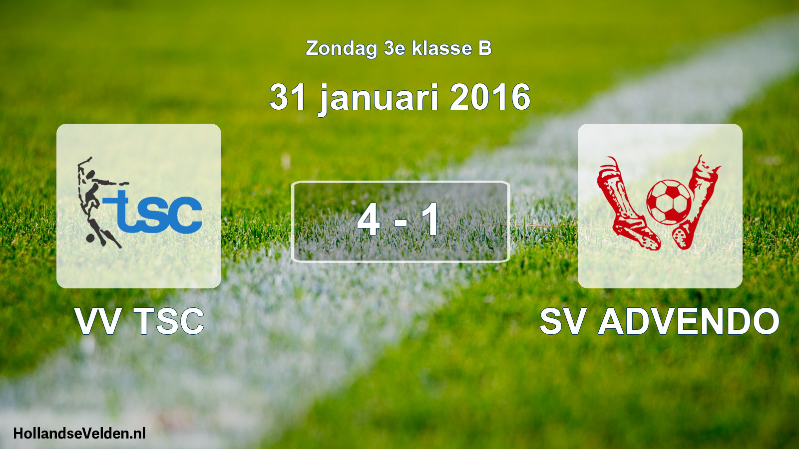 Total number of matches played: VV TSC - SV ADVENDO 4 - 1 (31 January 2016)