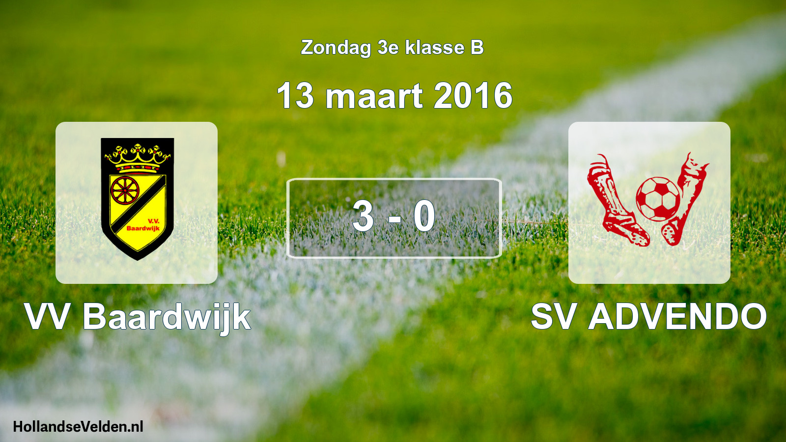 Total number of matches played: VV Baardwijk - SV ADVENDO 3 - 0 (13 March 2016)
