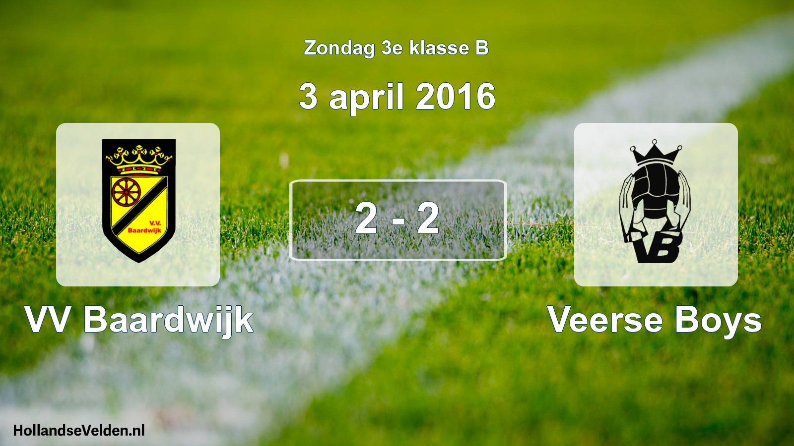 Total number of matches played: VV Baardwijk - Veerse Boys 2 - 2 (3 April 2016)