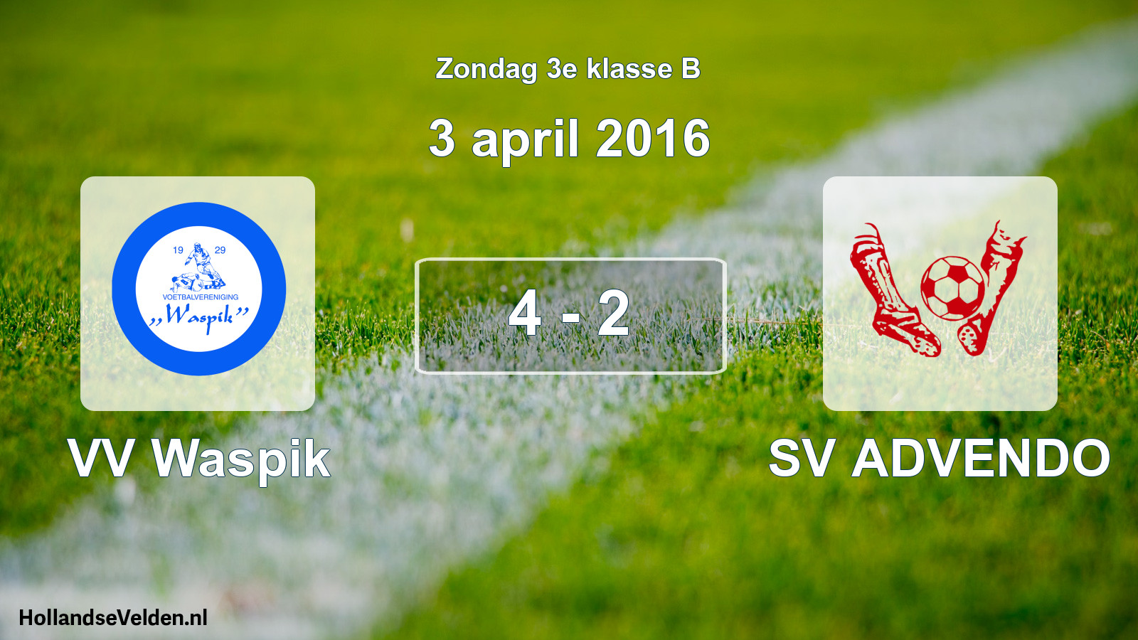 Total number of matches played: VV Waspik - SV ADVENDO 4 - 2 (3 April 2016)